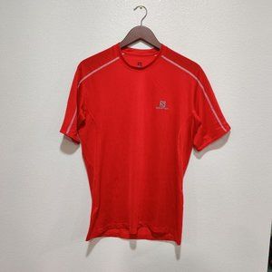 Salomon Actilite Red Short Sleeve Running Shirt Men's Size Medium Breathable